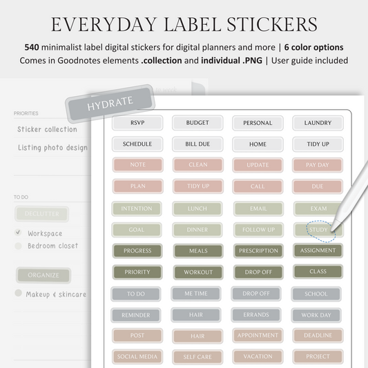 Everyday Planner Label Digital Stickers