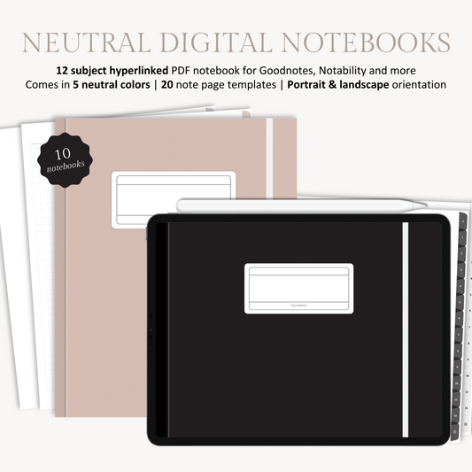 12 Subject Digital Notebooks | Portrait + Landscape