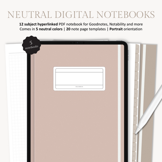 12 Subject Digital Notebooks | Portrait