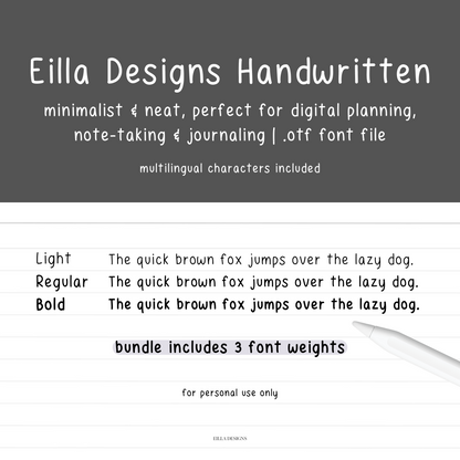 Handwritten Font | Light Regular Bold