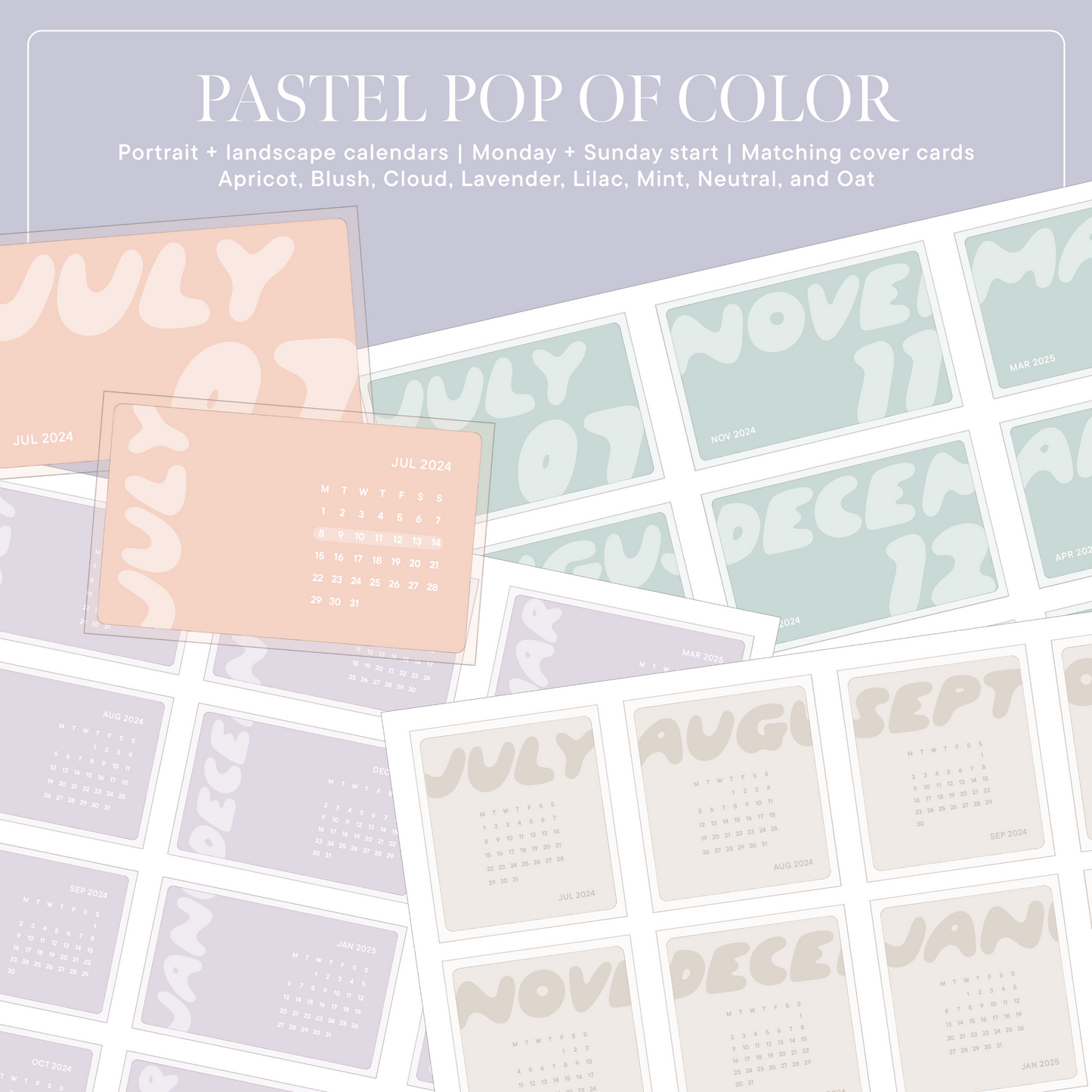 2024/25 Mini Calendar Digital Stickers | Pastel