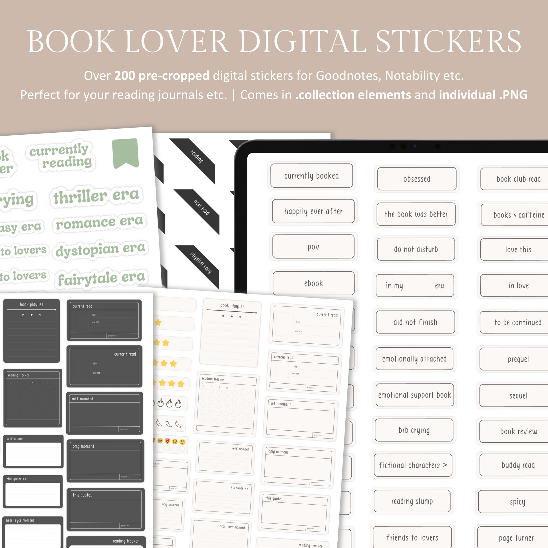 BOOK LOVER DIGITAL STICKERS